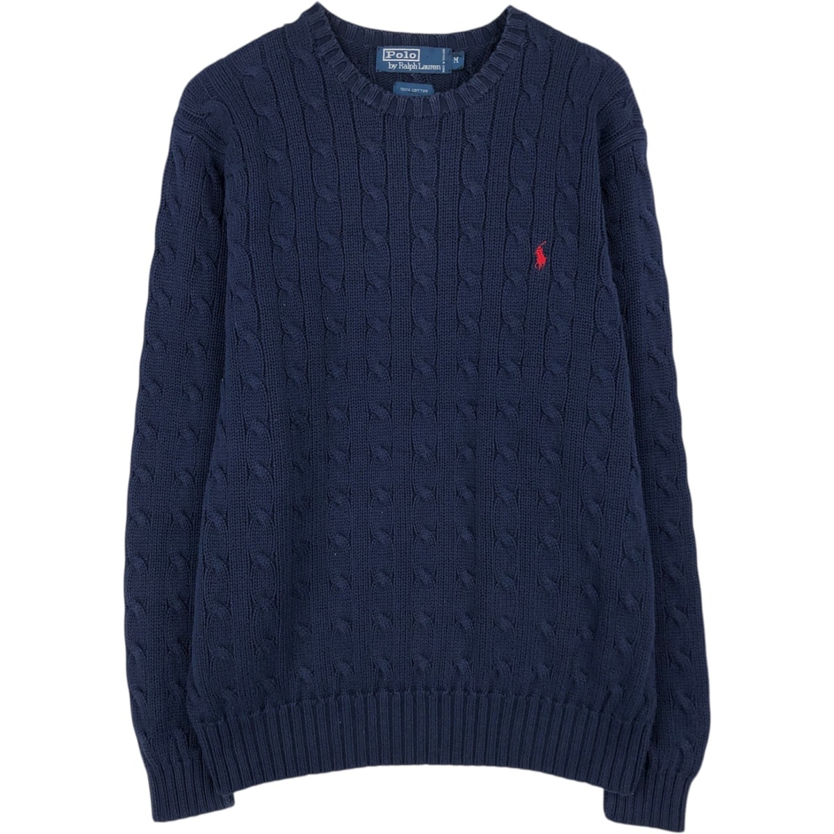 古着 ラルフローレン Ralph Lauren POLO by Ralph Lauren ケーブル編み コットンニットセーター メンズM相当/eaa619674