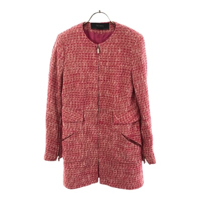 ZARA BASIC ザラベーシック ノーカラー ジップジャケット S ピンク 袖ジップ