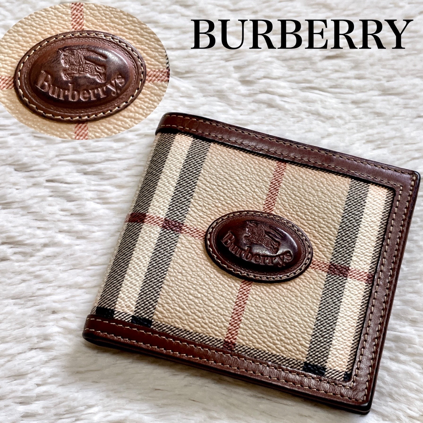 BURBERRY バーバリー デカロゴ PVCレザー 折り財布 ノバチェック