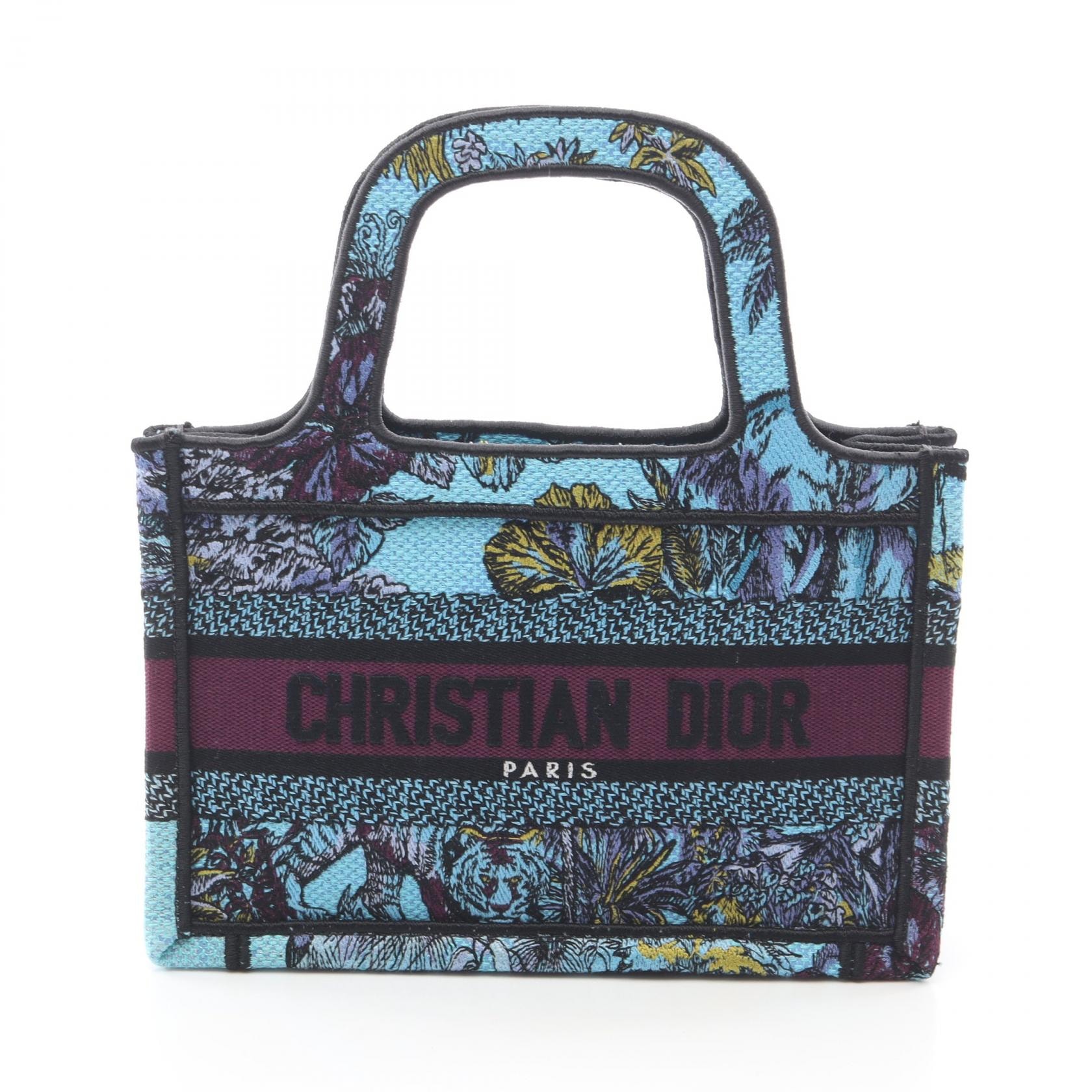 ディオール Dior BOOK TOTE ブックトート ミニ ハンドバッグ バッグ キャンバス レディース ブルー系 / マルチカラー 【中古】