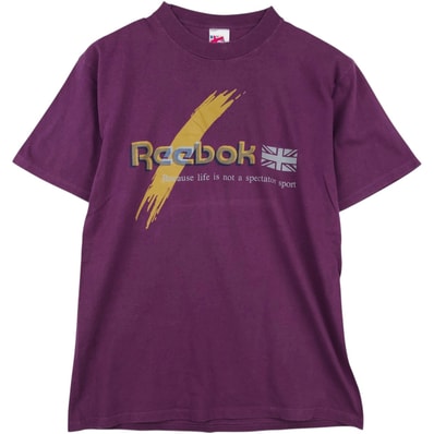 古着 90年代 リーボック Reebok ユニオンジャック ロゴプリントTシャツ イタリア製 メンズS相当 ヴィンテージ/eaa639239