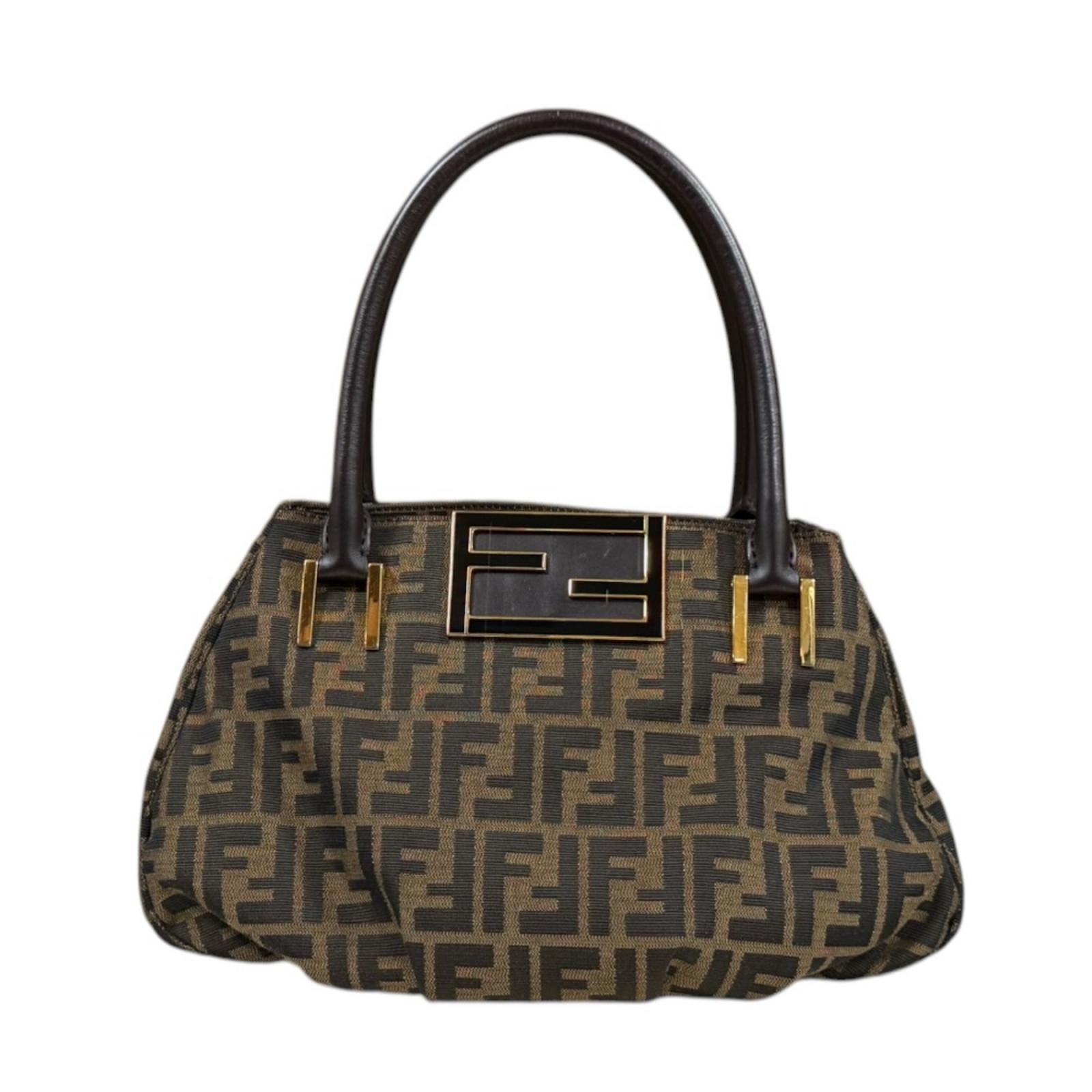 フェンディ ミア ズッカ ハンドバッグ キャンバス 8BR674 ブラウン レディース FENDI  中古