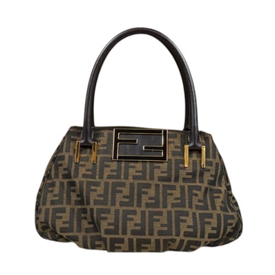 フェンディ ミア ズッカ ハンドバッグ キャンバス 8BR674 ブラウン レディース FENDI 中古