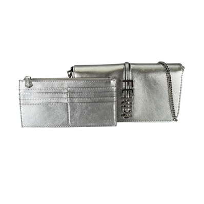 FENDI フェンディ 8BS07 ショルダーバッグ レザー シルバー レディース【中古】