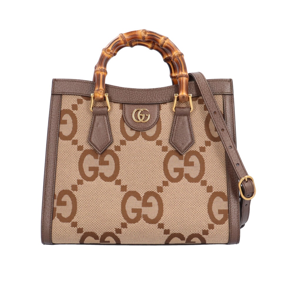 グッチ ジャンボGG バンブー ミニトート ダイアナ ショルダーバッグ レザー 660195 493075 ブラウン レディース GUCCI 中古