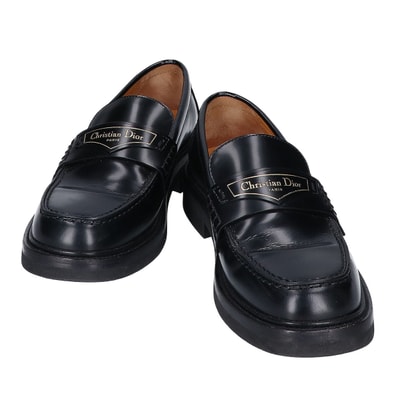 クリスチャンディオール Dior boy ブラック ブラッシュド カーフスキン ローファー 36 1/2