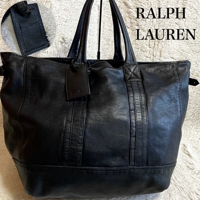 美品廃盤 ラルフローレン ブラックレーベル オールレザー トートバッグ チャーム