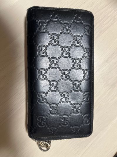 GUCCI GG Cima Round Zip Wallet "Black"