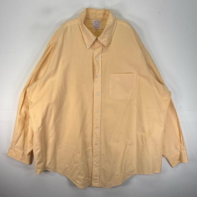 古着 ブルックスブラザーズ Brooks Brothers USA製 長袖シャツ ボタンダウン 胸ポケット XL イエロー系 無地 メンズ