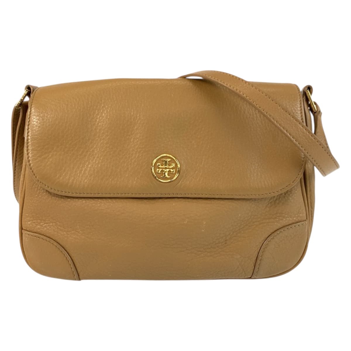 Tory Burch トリーバーチ ベージュ キャメル ゴールド金具 レザー ショルダーバッグ ポシェット 600202 【中古】