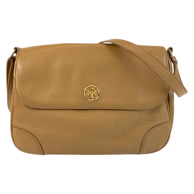 Tory Burch トリーバーチ ベージュ キャメル ゴールド金具 レザー ショルダーバッグ ポシェット 600202 【中古】