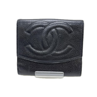 CHANEL シャネル Wホック財布 ココマーク ブラック