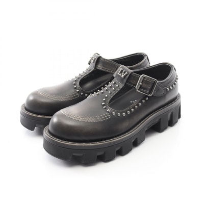 ルイ・ヴィトン LOUIS VUITTON LVチェッカー ライン メリージェーン カジュアルシューズ 靴 レザー メンズ ブラック系 【中古】