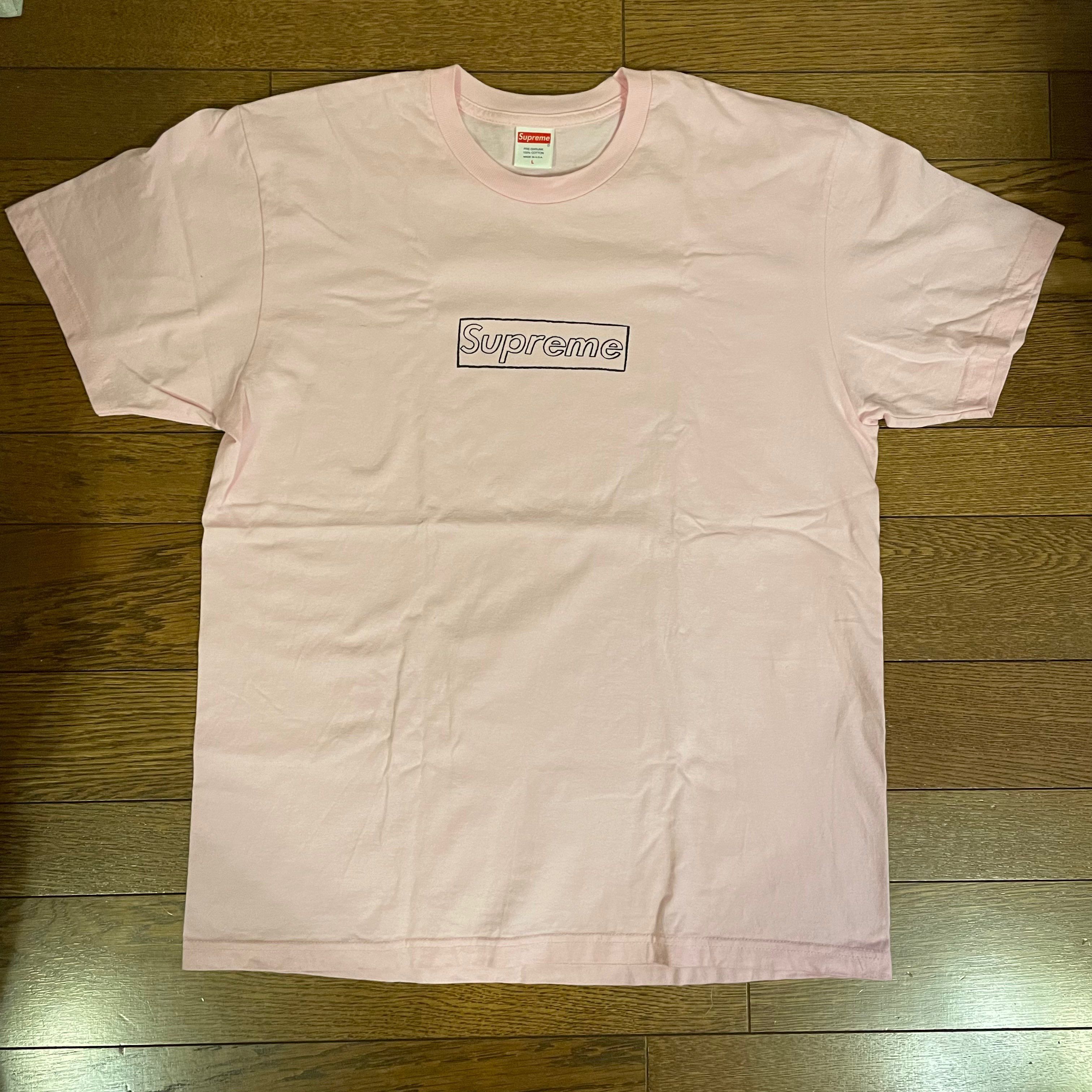 Supreme KAWS Chalk Logo Tee "Pink"
