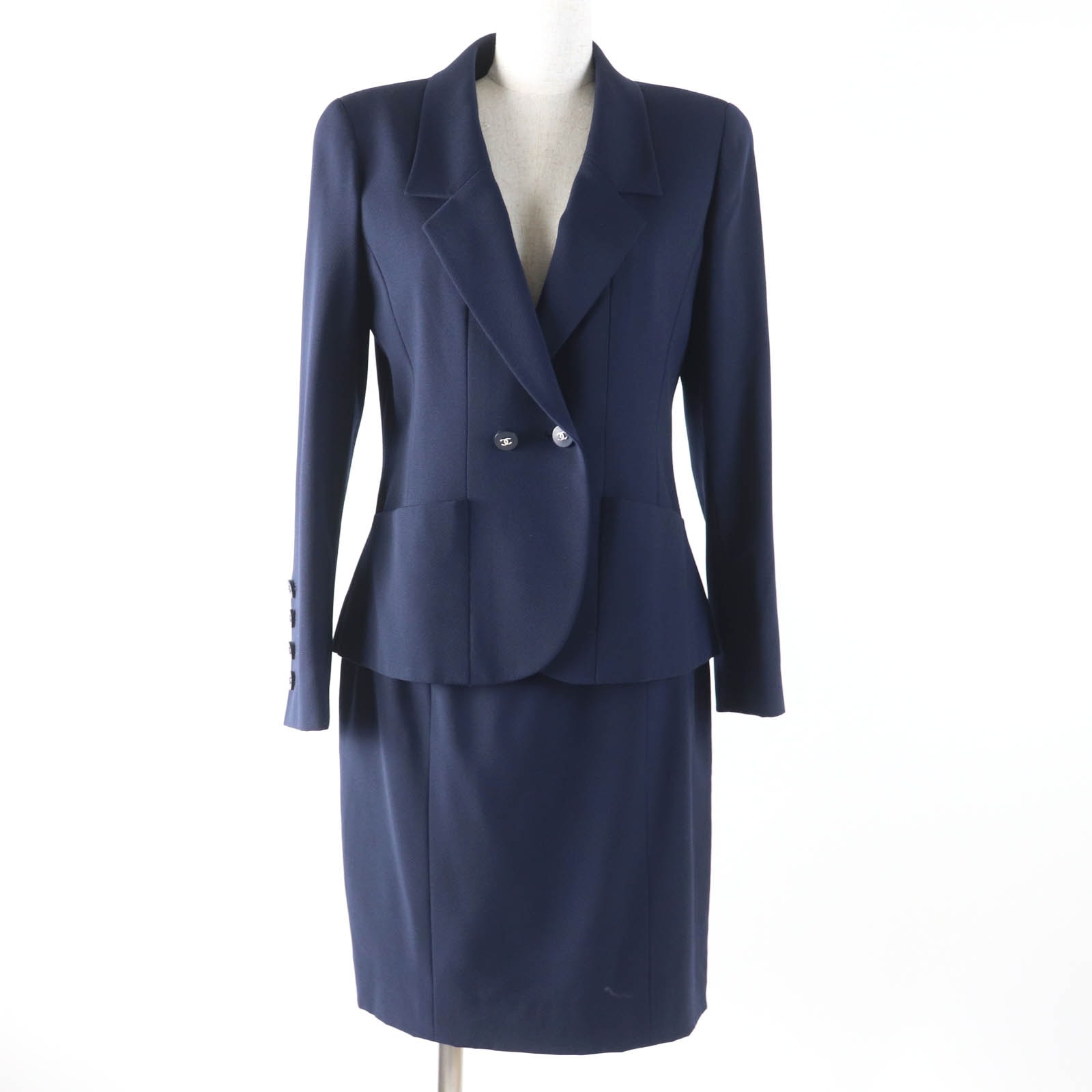 極美品 シャネル
 セットアップ ネイビー レディース 38 96P P06410V04616