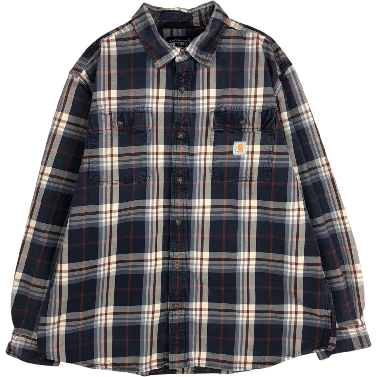 古着 カーハート Carhartt Loose Fit 長袖 フランネルチェックシャツ メンズXL相当/eaa591795
