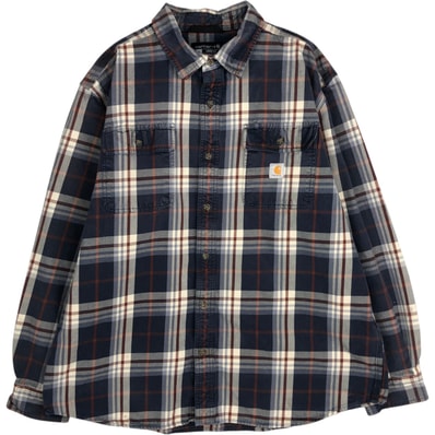 古着 カーハート Carhartt Loose Fit 長袖 フランネルチェックシャツ メンズXL相当/eaa591795