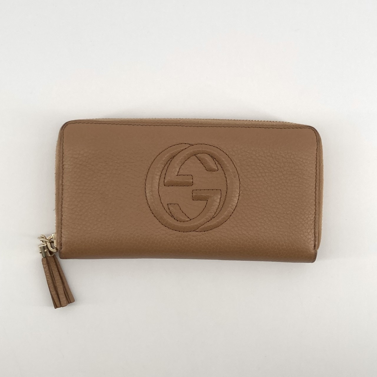 GUCCI(グッチ) インターロッキング ラウンドファスナー 598187 長財布 ブラウン