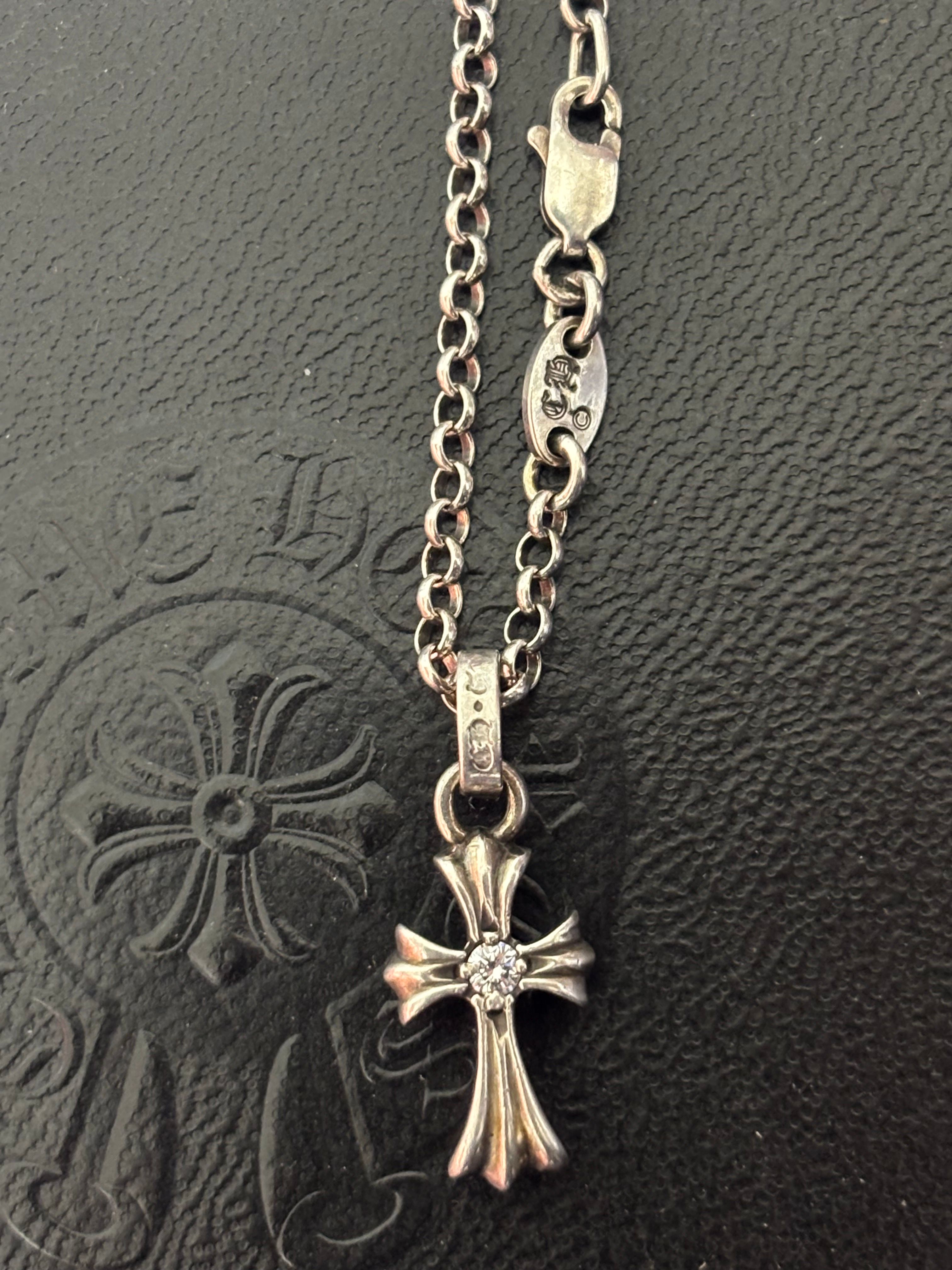 Chrome Hearts Baby Fat Cross Charm Diamond Pendant Top "Silver"