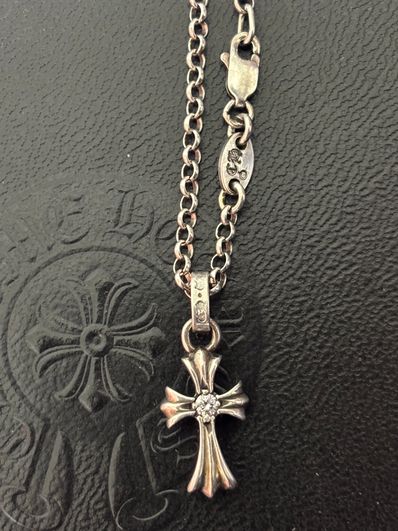 Chrome Hearts Baby Fat Cross Charm Diamond Pendant Top "Silver"