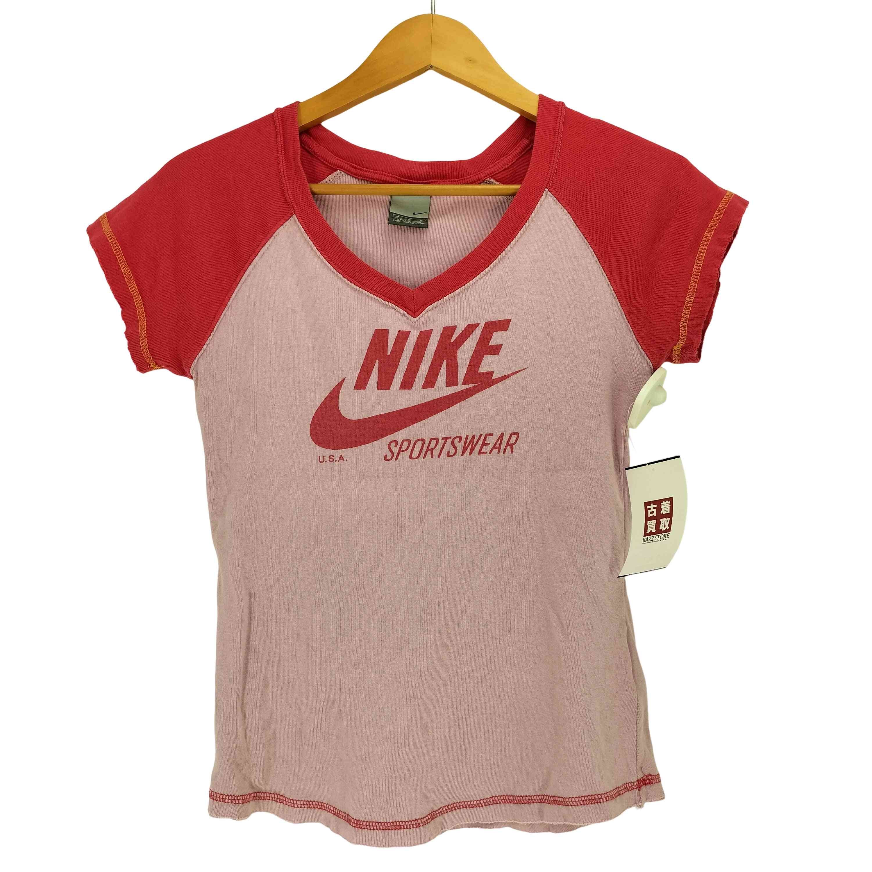 ロゴ ツートン Vネック ラグランTシャツ Y2K【1143634894337】