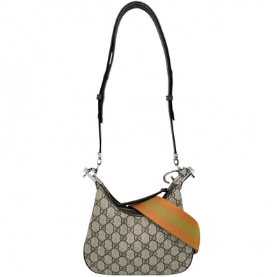 GUCCI グッチ ショルダーバッグ シェリーライン グッチ アタッシェ 肩掛け 斜め掛け 699409 GGスプリームキャンバス レザー ベージュ ブラウン 茶 シルバー金具 レディース 美品【中古品】