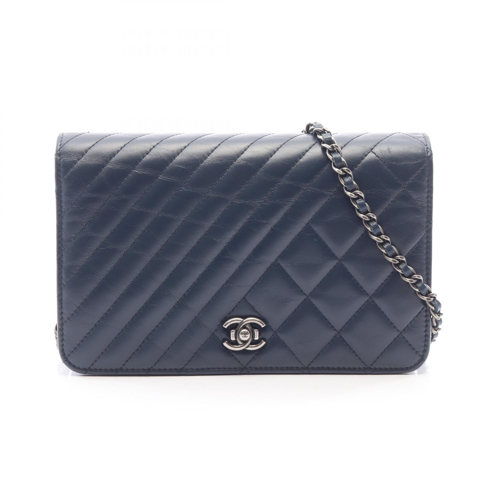 シャネル CHANEL ココボーイ ショルダーバッグ バッグ ラムスキン(羊革) レディース ネイビー系 【中古】