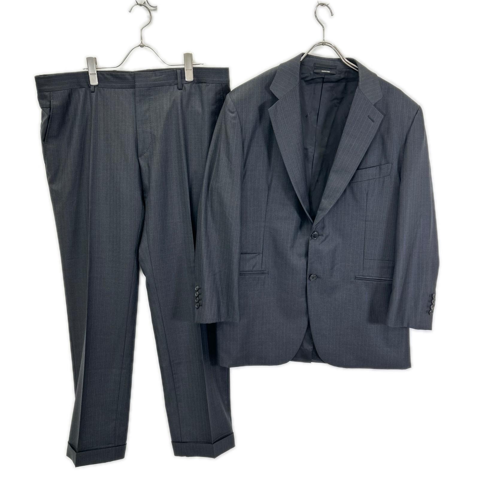 エルメス 14AW A9802 グレー シャドーストライプ SUPER150s 2Bジャケット パンツ セットアップ 54