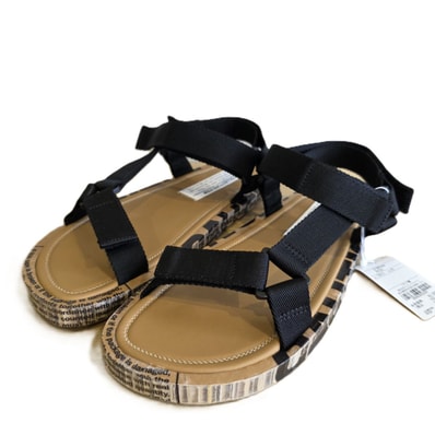 Maison Margiela メゾン マルジェラ 数量限定 22SS ストラップサンダル 43 28cm サンダル S57WP0094 レザー ブラック ベージュ メンズ【中古】