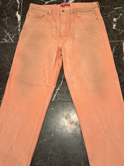 Supreme Distressed Loose Fit Selvedge Jean (25FW) "Washed Pink"