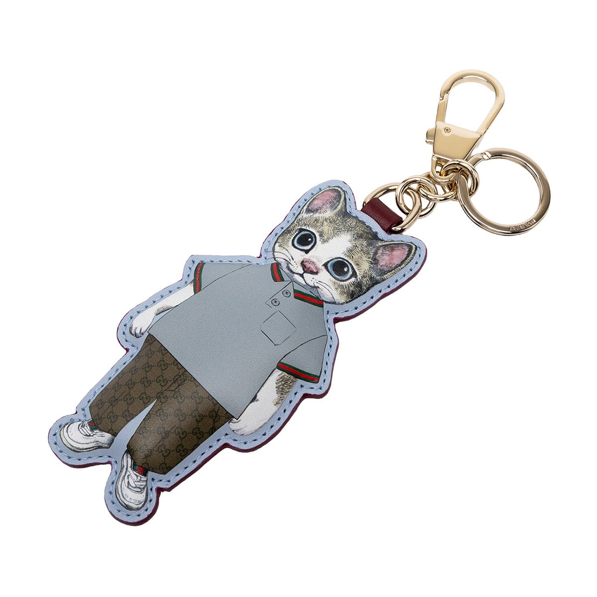 グッチ ヒグチユウコ GGスプリーム ボリス 猫モチーフ バッグチャーム キーホルダー 851742 マルチカラー ゴールド PVC レディース GUCCI 中古