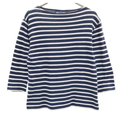 SAINT JAMES セントジェームス フランス製 ボーダー柄 7分袖 ボートネック Tシャツ XS ネイビー系