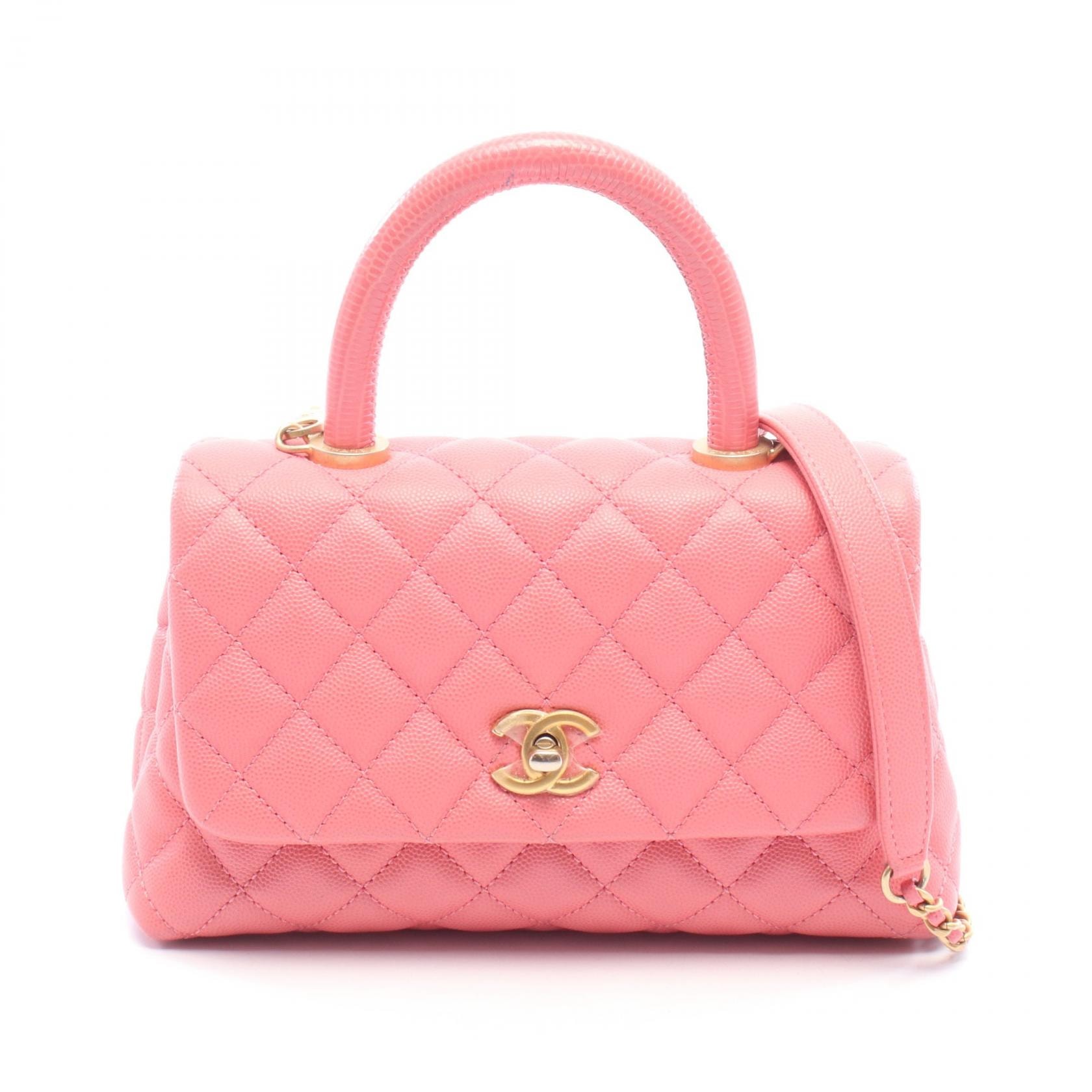 シャネル CHANEL ココハンドル フラップ マトラッセ 2WAY ハンドバッグ バッグ キャビアスキン(グレインドカーフ) レディース ピンク系 A92990 【中古】