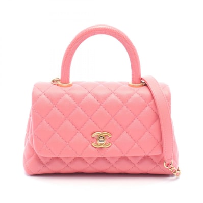 シャネル CHANEL ココハンドル フラップ マトラッセ 2WAY ハンドバッグ バッグ キャビアスキン(グレインドカーフ) レディース ピンク系 A92990 【中古】