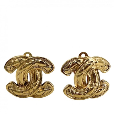 CHANEL シャネル イヤリング ココマーク マトラッセ ヴィンテージ アクセサリー GP ゴールド レディース 約13.3g【中古品】
