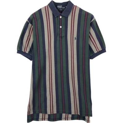 古着 90年代 ラルフローレン Ralph Lauren POLO by Ralph Lauren マルチストライプ 半袖 ストライプ ポロシャツ USA製 メンズM相当 ヴィンテージ/eaa654557