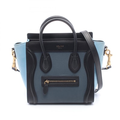 セリーヌ CELINE ラゲージ ナノショッパー 2WAY ハンドバッグ バッグ レザー レザー レディース ブラック系 / グリーン系 / ブルー系 168243 【中古】