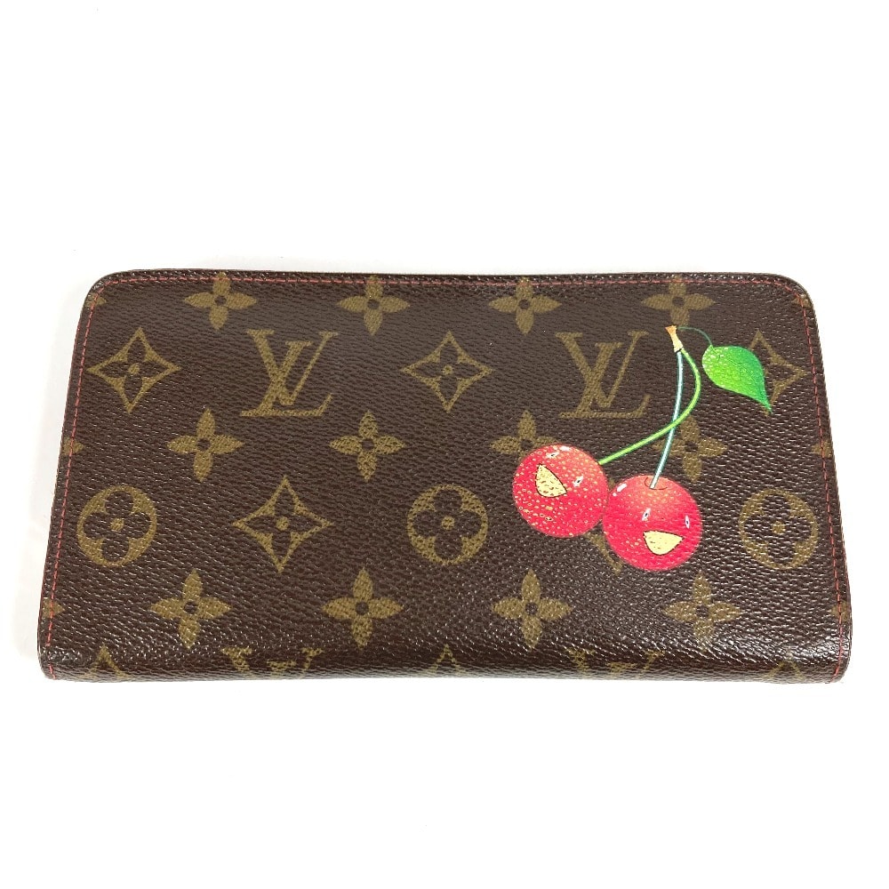 ルイヴィトン LOUIS VUITTON ポルト モネ ジップ M95006 モノグラムチェリー 村上隆 ロングウォレット ラウンドファスナー 長財布 モノグラムチェリーキャンバス ブラウン