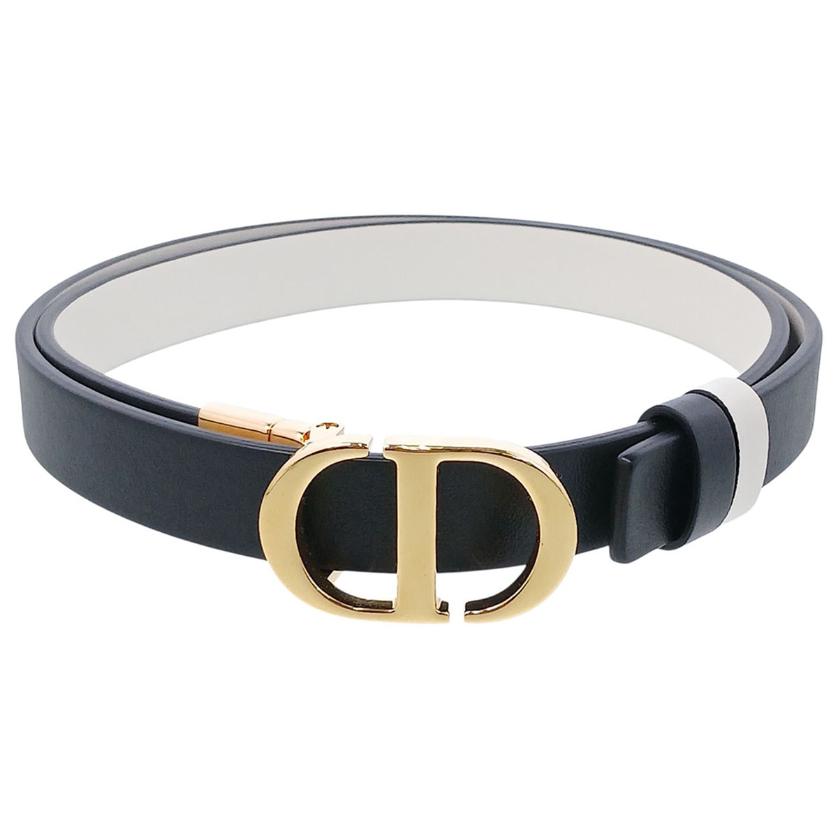 Christian Dior クリスチャンディオール 30 Montaigne リバーシブルベルト 20mm ベルト ブラック ホワイト レディース【中古】
