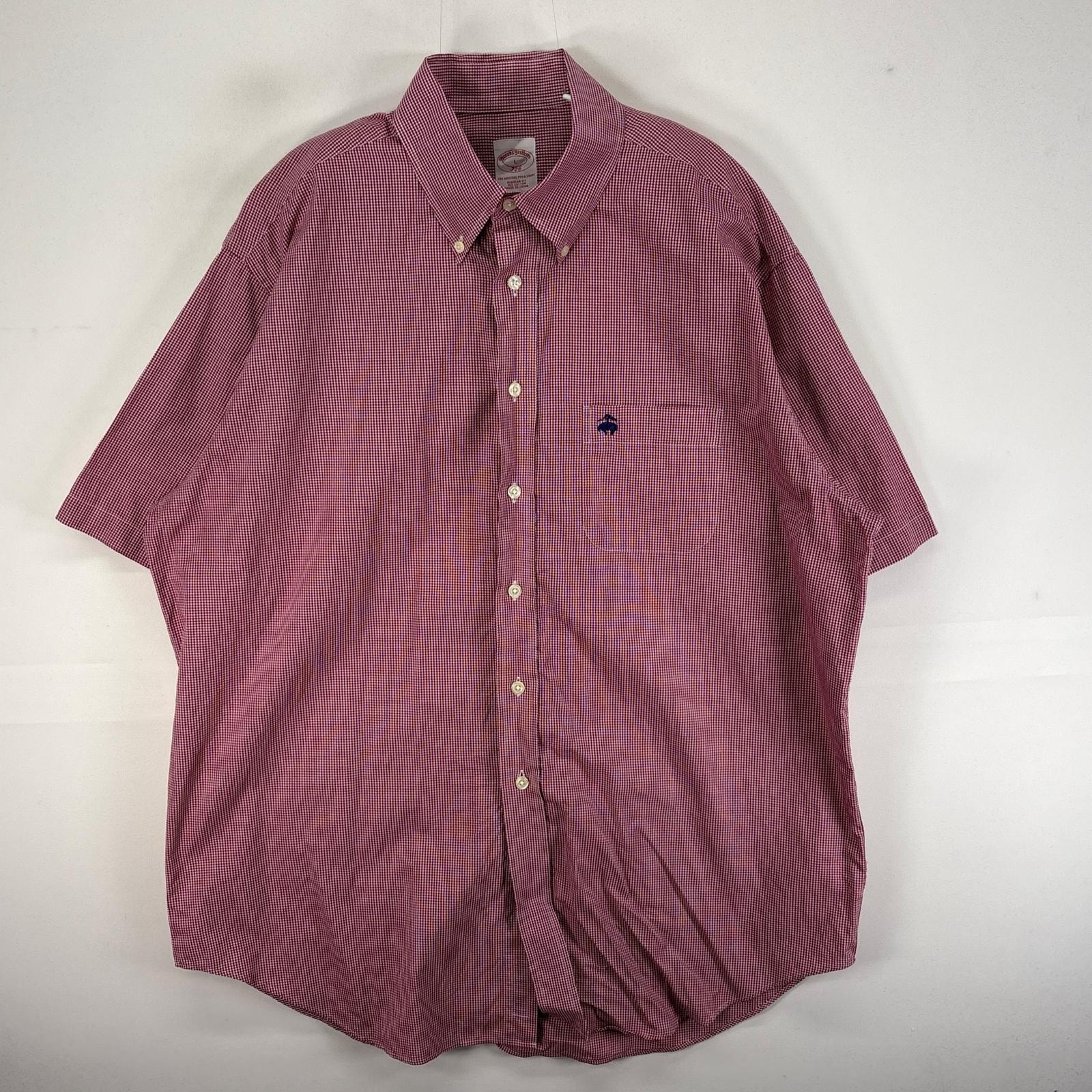 古着 ブルックスブラザーズ Brooks Brothers 半袖シャツ ワンポ 346 L  レッド系 チェック メンズ
