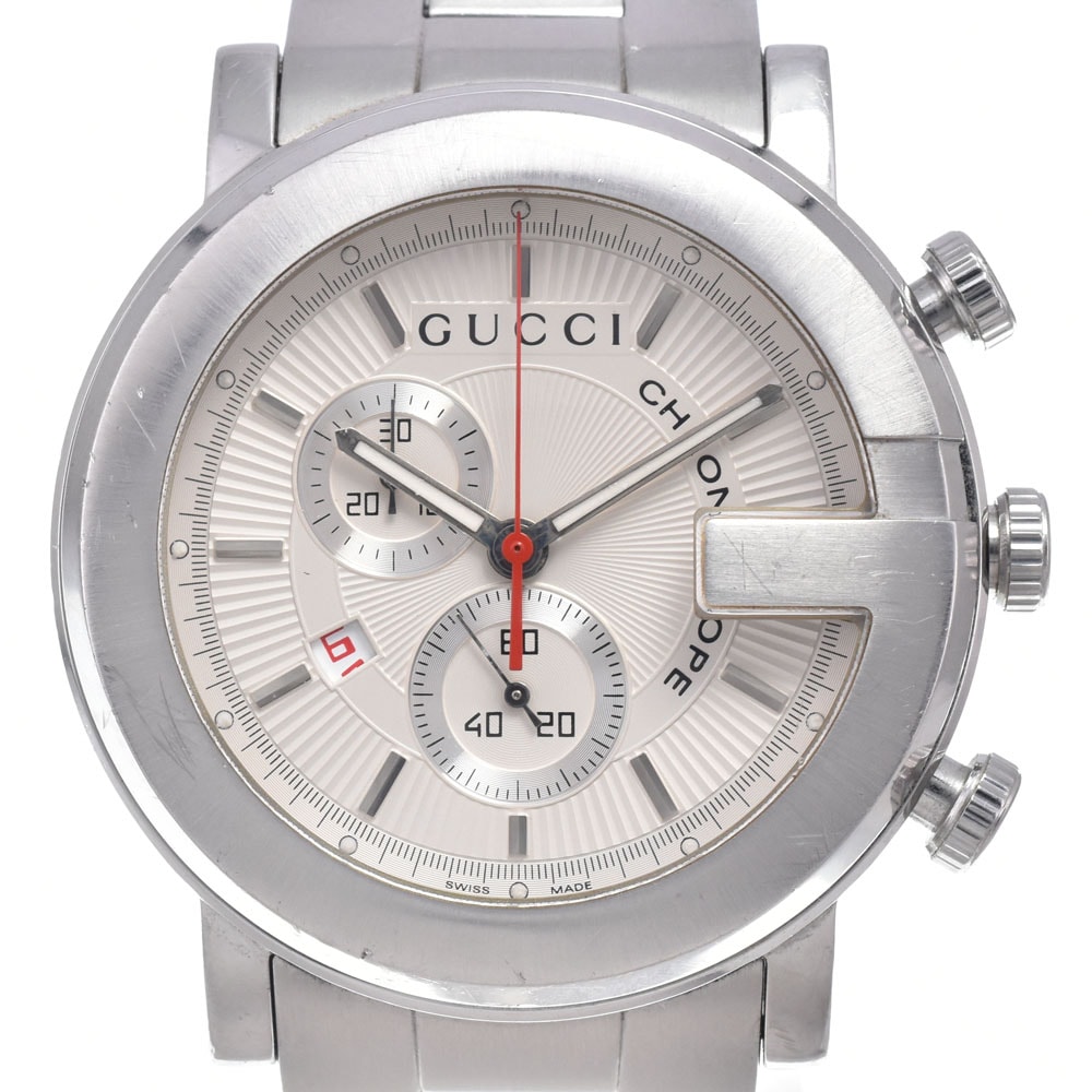 グッチ GUCCI YA101339(101M) Gクロノ クロノグラフ ホワイト クォーツ メンズ 腕時計 P#148914