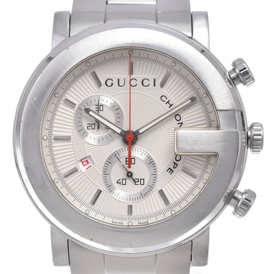 グッチ GUCCI YA101339(101M) Gクロノ クロノグラフ ホワイト クォーツ メンズ 腕時計 P#148914