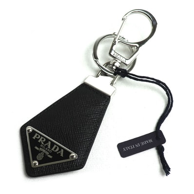 PRADA プラダ サフィアーノレザー キーチェーン キーホルダー ブラック 2PP041_053_F0002 ユニセックス【中古】【美品】