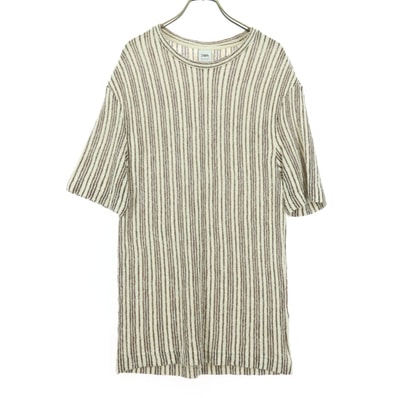 美品 ZARA ザラ ストライプ柄 バイカラー 半袖 ニット S オフホワイト系