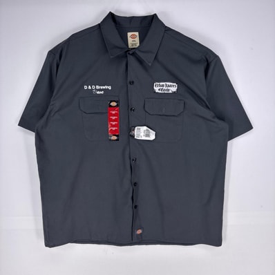 古着 美品 ディッキーズ Dickies 半袖シャツ ワーク デッドストック バックデザイン タグ付き 胸ポケット 2XL グレー系 メンズ