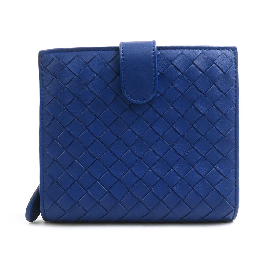 ボッテガヴェネタ BOTTEGAVENETA 二つ折り財布 イントレチャート レザー ブルー ユニセックス【中古】 h31194a