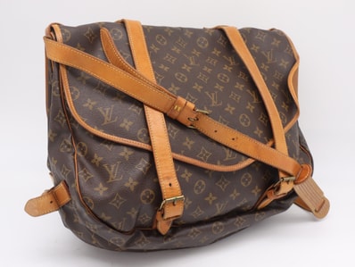 LOUIS VUITTON ルイ・ヴィトン モノグラム キャンバス ソミュール43 M42252 ショルダーバッグ ブラウン コーティングキャンバス レザー レディース