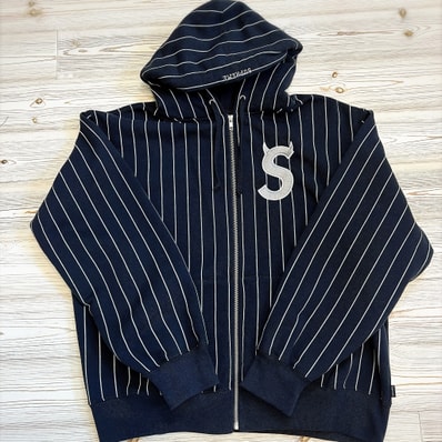 Supreme Devil S Logo Zip Up Hooded Sweatshirt "Stripe"