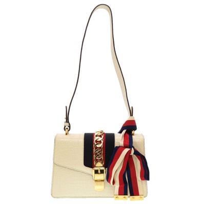 グッチ シルヴィスモール 421882 クロコダイル ホワイ