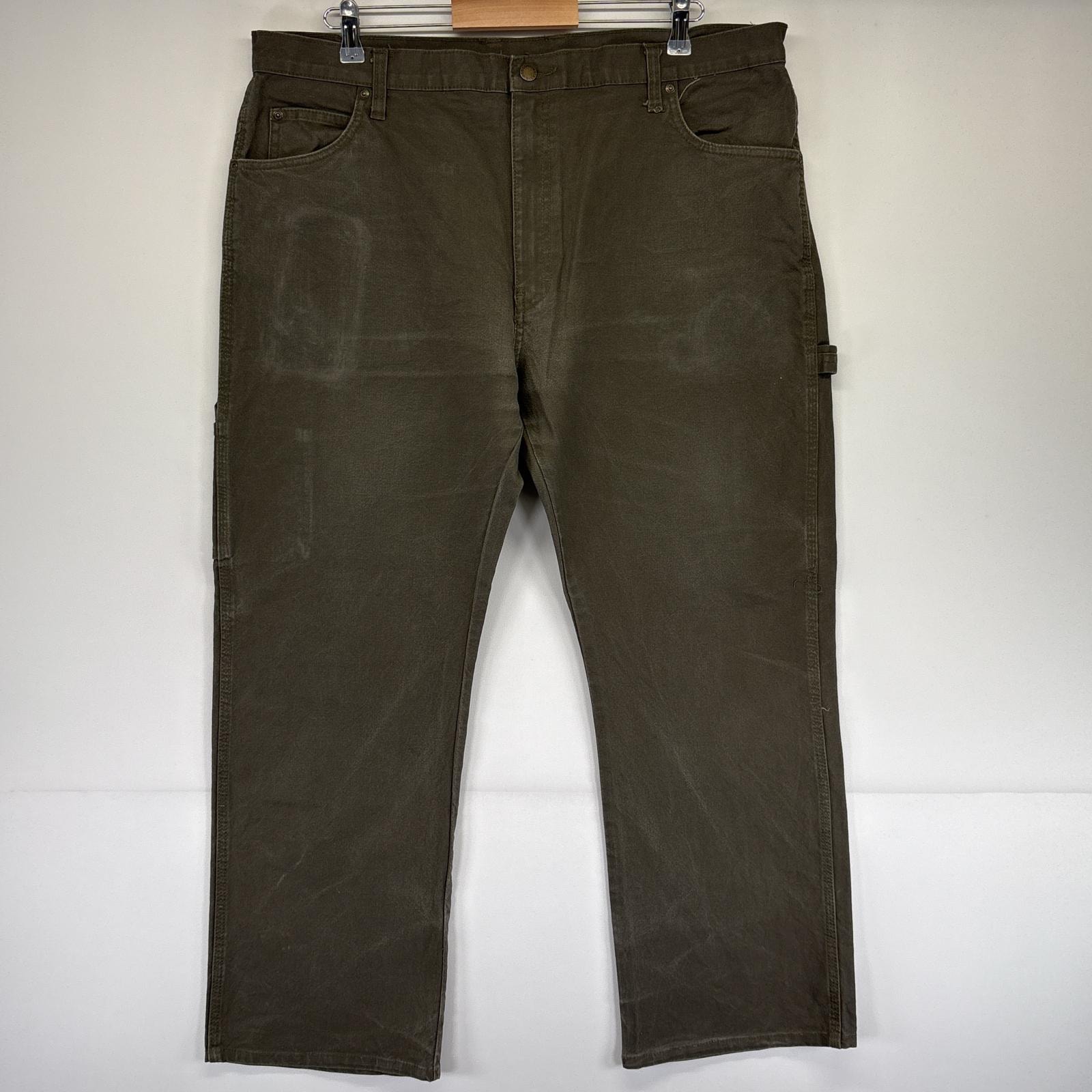 古着 ディッキーズ Dickies ワークパンツ ダック ペインターパンツ 大きいサイズ ワンポイントロゴ 長ズボン w38 L30  グリーン系 メンズ